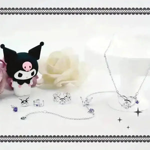 Kuromi Zirconia Heart Pendant - Bear Hugs