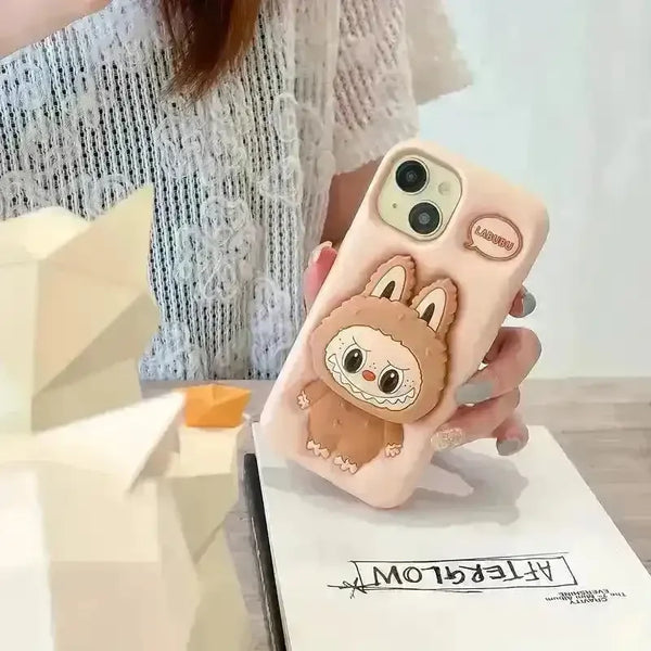 Labubu Bracket Style Phone Case (For iPhones) - Bear Hugs