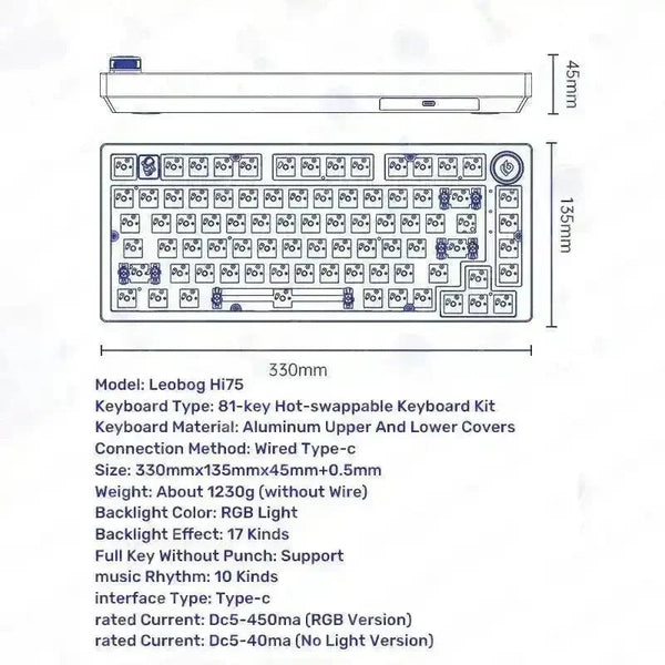 LEOBOG Hi75 Sugar65 Custom Mechanical Keyboard - Bear Hugs