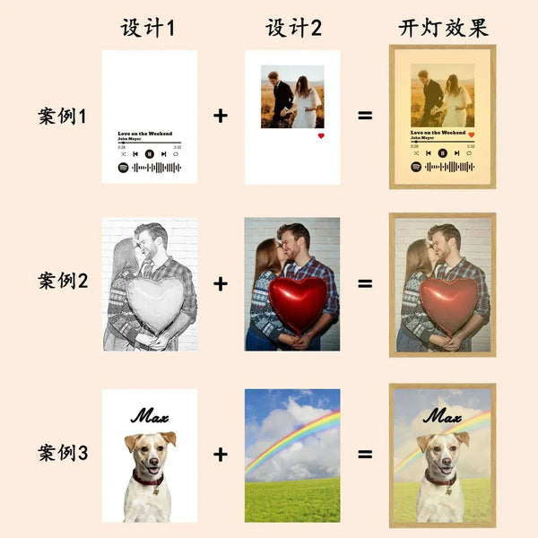 Luminous Personalized Photo Light Box - Bear Hugs