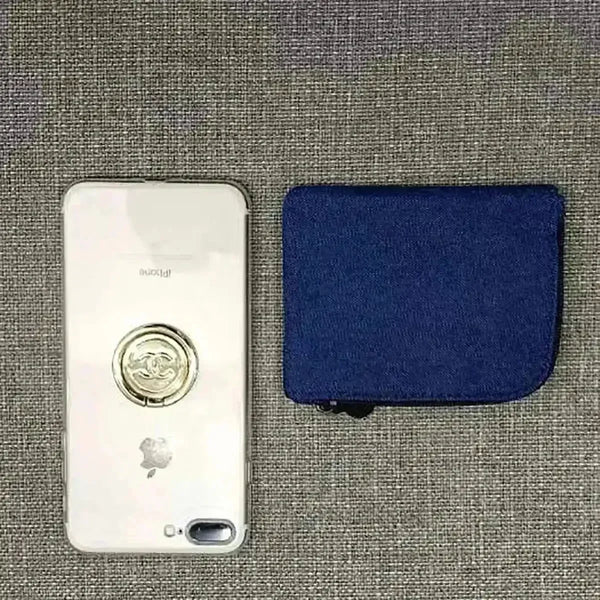 Luxe Blue Denim Coin & Card Purse - Bear Hugs