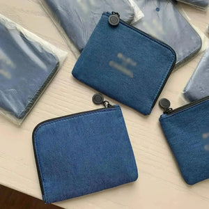 Luxe Blue Denim Coin & Card Purse - Bear Hugs