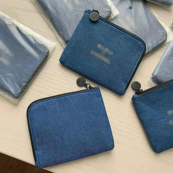 Luxe Blue Denim Coin & Card Purse - Bear Hugs
