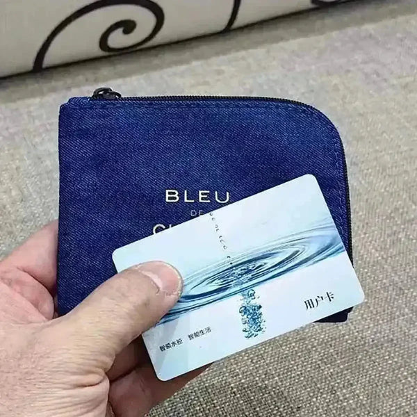 Luxe Blue Denim Coin & Card Purse - Bear Hugs