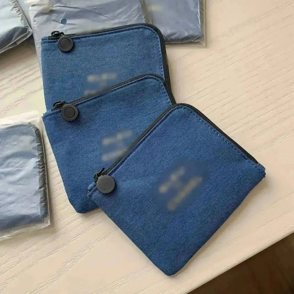 Luxe Blue Denim Coin & Card Purse - Bear Hugs