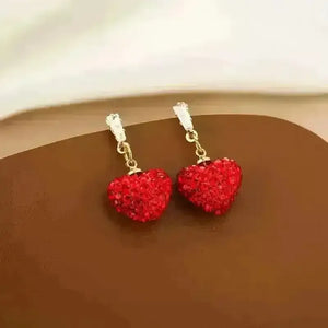 Luxurious Red Heart Dangle Earrings - Bear Hugs