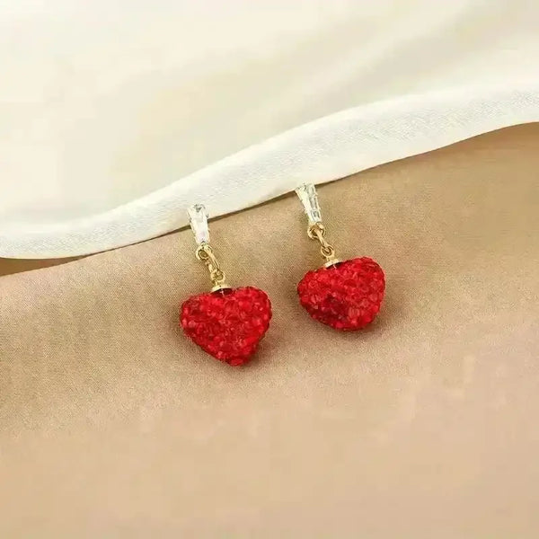 Luxurious Red Heart Dangle Earrings - Bear Hugs