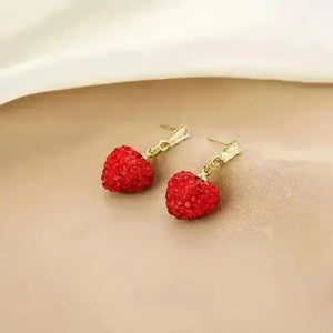 Luxurious Red Heart Dangle Earrings - Bear Hugs