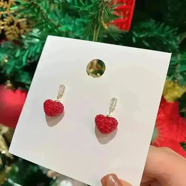Luxurious Red Heart Dangle Earrings - Bear Hugs