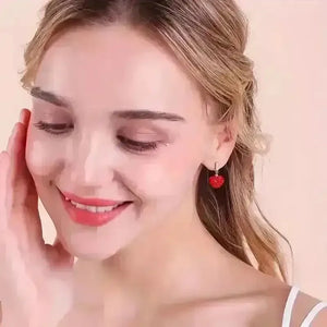 Luxurious Red Heart Dangle Earrings - Bear Hugs