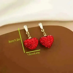Luxurious Red Heart Dangle Earrings - Bear Hugs