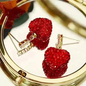 Luxurious Red Heart Dangle Earrings - Bear Hugs