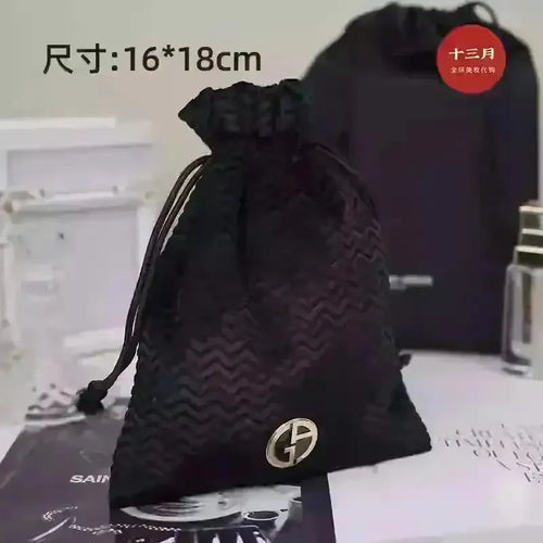 Luxury Designer Black & Red Drawstring Bag - Bear Hugs