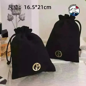 Luxury Designer Black & Red Drawstring Bag - Bear Hugs