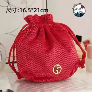 Luxury Designer Black & Red Drawstring Bag - Bear Hugs
