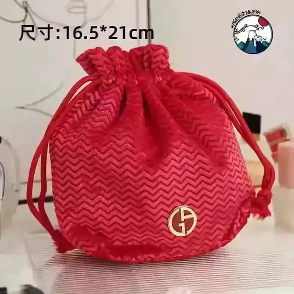 Luxury Designer Black & Red Drawstring Bag - Bear Hugs