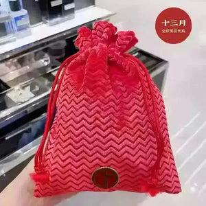 Luxury Designer Black & Red Drawstring Bag - Bear Hugs