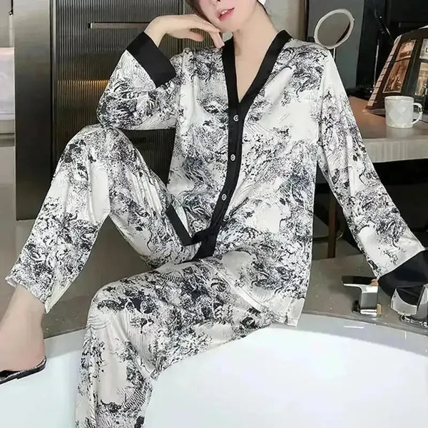 Luxury Designer Ice Silk Night Suit - Bear Hugs