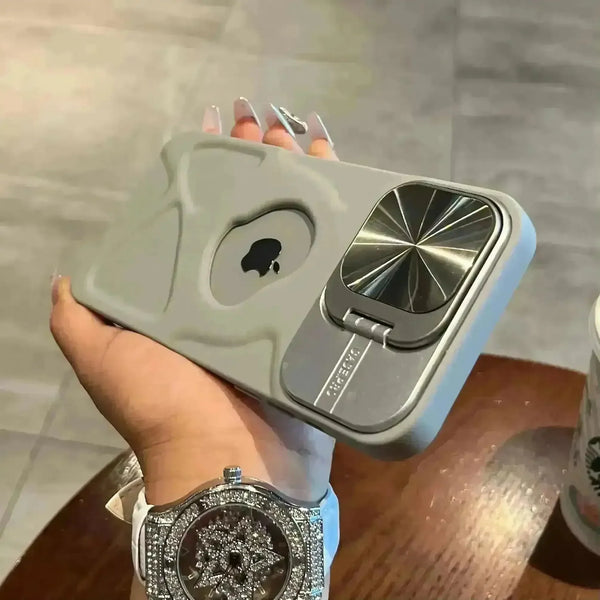 Luxury Flip Up Bracket Camera Protect Case (For iPhones) - Bear Hugs