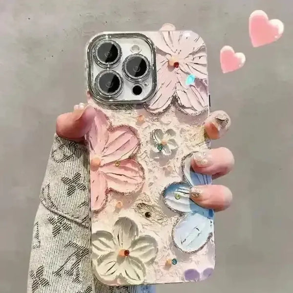 Luxury Flowers Glitter Case (For iPhones) - Bear Hugs