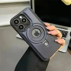 Magnetic Stand Ring Leather Case (For iPhones) - Bear Hugs