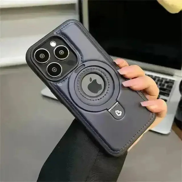 Magnetic Stand Ring Leather Case (For iPhones) - Bear Hugs