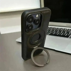 Magnetic Stand Ring Leather Case (For iPhones) - Bear Hugs