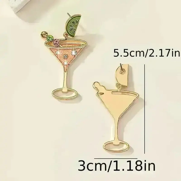 Martini Glass Dangle Earrings - Bear Hugs