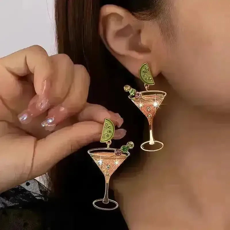 Martini Glass Dangle Earrings - Bear Hugs