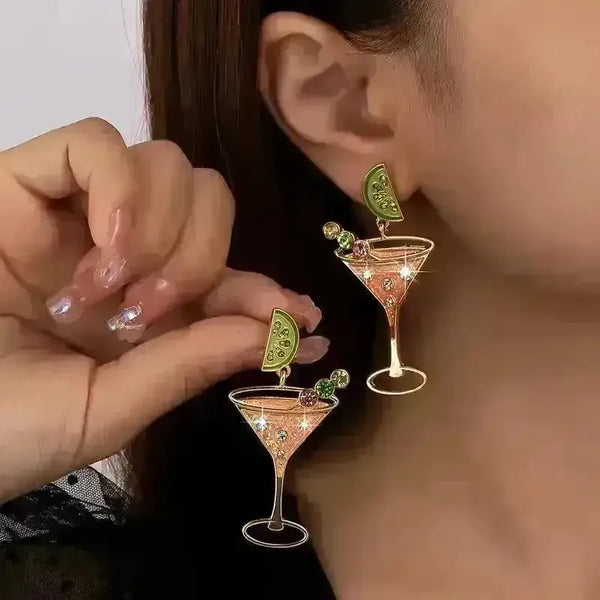 Martini Glass Dangle Earrings - Bear Hugs