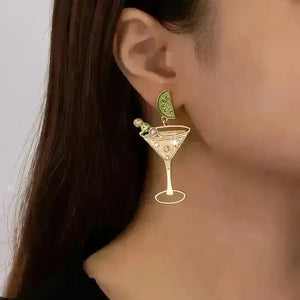 Martini Glass Dangle Earrings - Bear Hugs