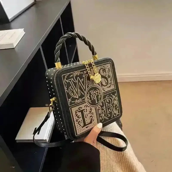 Mini Vintage Pattern Square Shoulder Bag - Bear Hugs