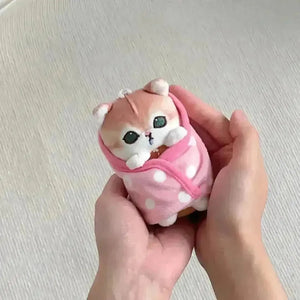 Mofusand Wrapped Quilt Plush Keychain - Bear Hugs