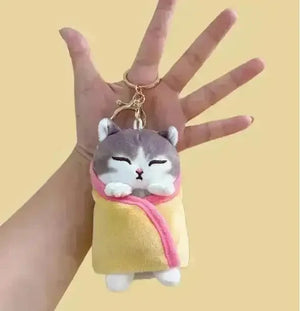 Mofusand Wrapped Quilt Plush Keychain - Bear Hugs