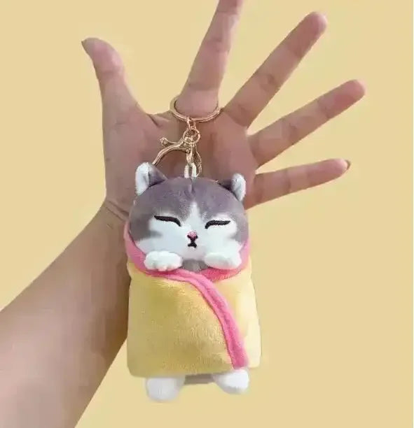 Mofusand Wrapped Quilt Plush Keychain - Bear Hugs