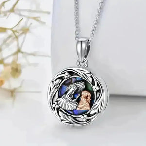 Mother-Daughter Abalone Shell Locket Necklace - Bear Hugs