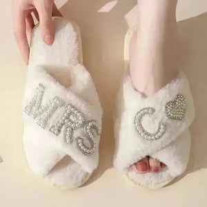 Mrs. Heart Customised Letter Plush Sandals - Bear Hugs