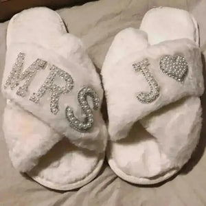 Mrs. Heart Customised Letter Plush Sandals - Bear Hugs