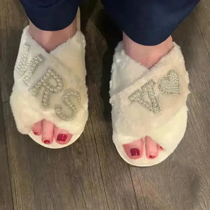 Mrs. Heart Customised Letter Plush Sandals - Bear Hugs