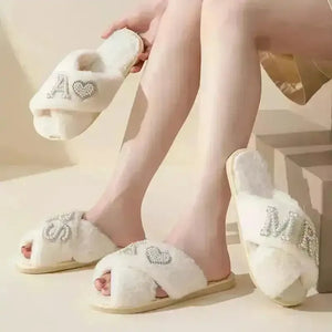 Mrs. Heart Customised Letter Plush Sandals - Bear Hugs