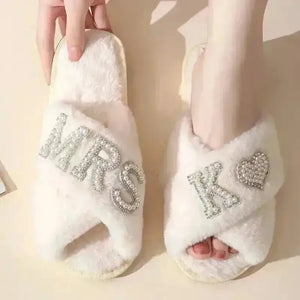 Mrs. Heart Customised Letter Plush Sandals - Bear Hugs
