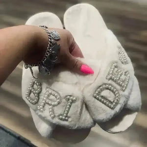 Mrs. Heart Customised Letter Plush Sandals - Bear Hugs