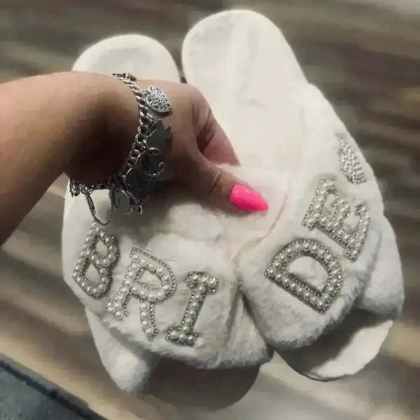 Mrs. Heart Customised Letter Plush Sandals - Bear Hugs