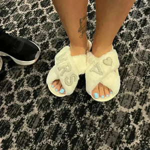 Mrs. Heart Customised Letter Plush Sandals - Bear Hugs