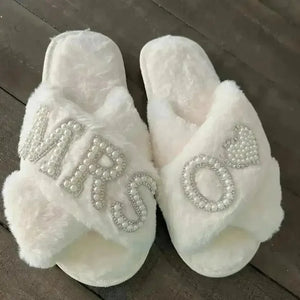 Mrs. Heart Customised Letter Plush Sandals - Bear Hugs
