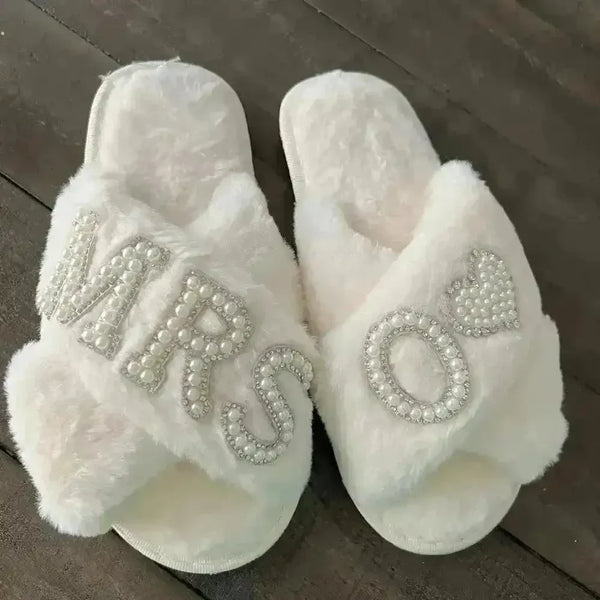 Mrs. Heart Customised Letter Plush Sandals - Bear Hugs