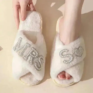 Mrs. Heart Customised Letter Plush Sandals - Bear Hugs