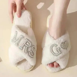 Mrs. Heart Customised Letter Plush Sandals - Bear Hugs