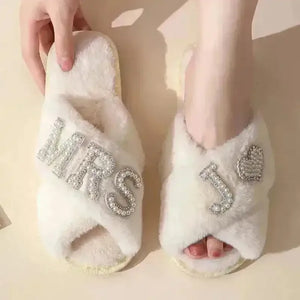 Mrs. Heart Customised Letter Plush Sandals - Bear Hugs