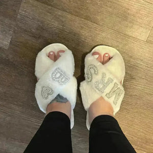 Mrs. Heart Customised Letter Plush Sandals - Bear Hugs